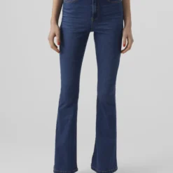 Vero Moda High Waist Vmsiga Flared - Jean Bootcut - Dark Blue Denim