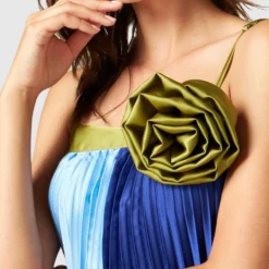 Plissé Con Spilla - Robe Longue - Blu -Pas Cher Vero Moda Magasin 1db0efddff424b37b10bed170d086d22