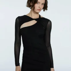 Stradivarius Mit Modischen Ärmeln - Robe Fourreau - Metallic Black