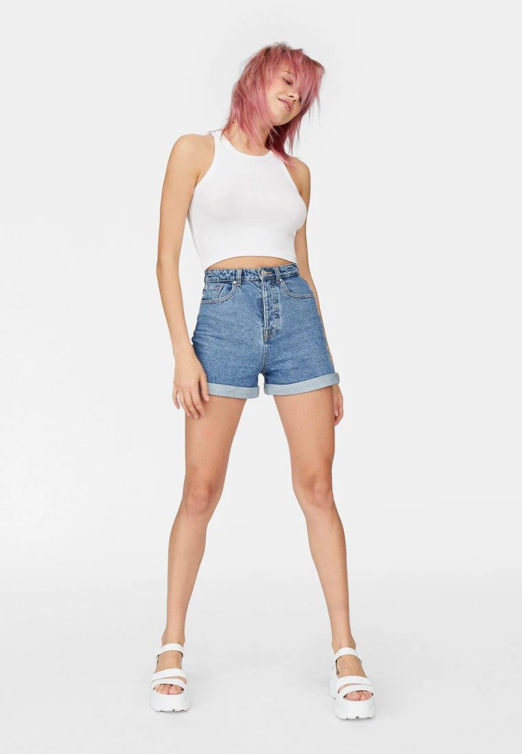Stradivarius Mom-Fit - Short En Jean - Blue Denim 4 Stradivarius Mom-Fit - Short En Jean - Blue Denim – Image 2