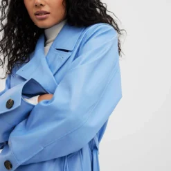 NA-KD Mit Schulterpolstern - Trench - Blue -Pas Cher Vero Moda Magasin 3e0013208e5749a9a22bd46d4a9499a7