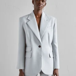 Materiel Button Boxy - Manteau Court - Cloud Grey