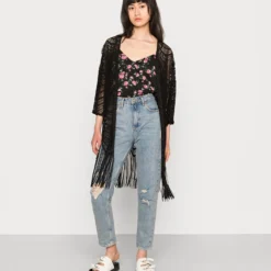 Vila Vinola Fringle Kimono - Veste Légère - Black