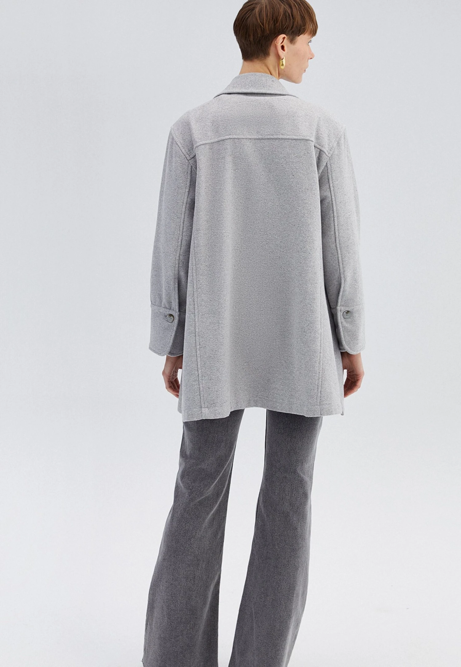 Pocket Detailed - Manteau Court - Grey 5 Pocket Detailed - Manteau Court - Grey – Image 3