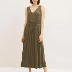 Tom Tailor Robe En Jersey - Dry Greyish Olive