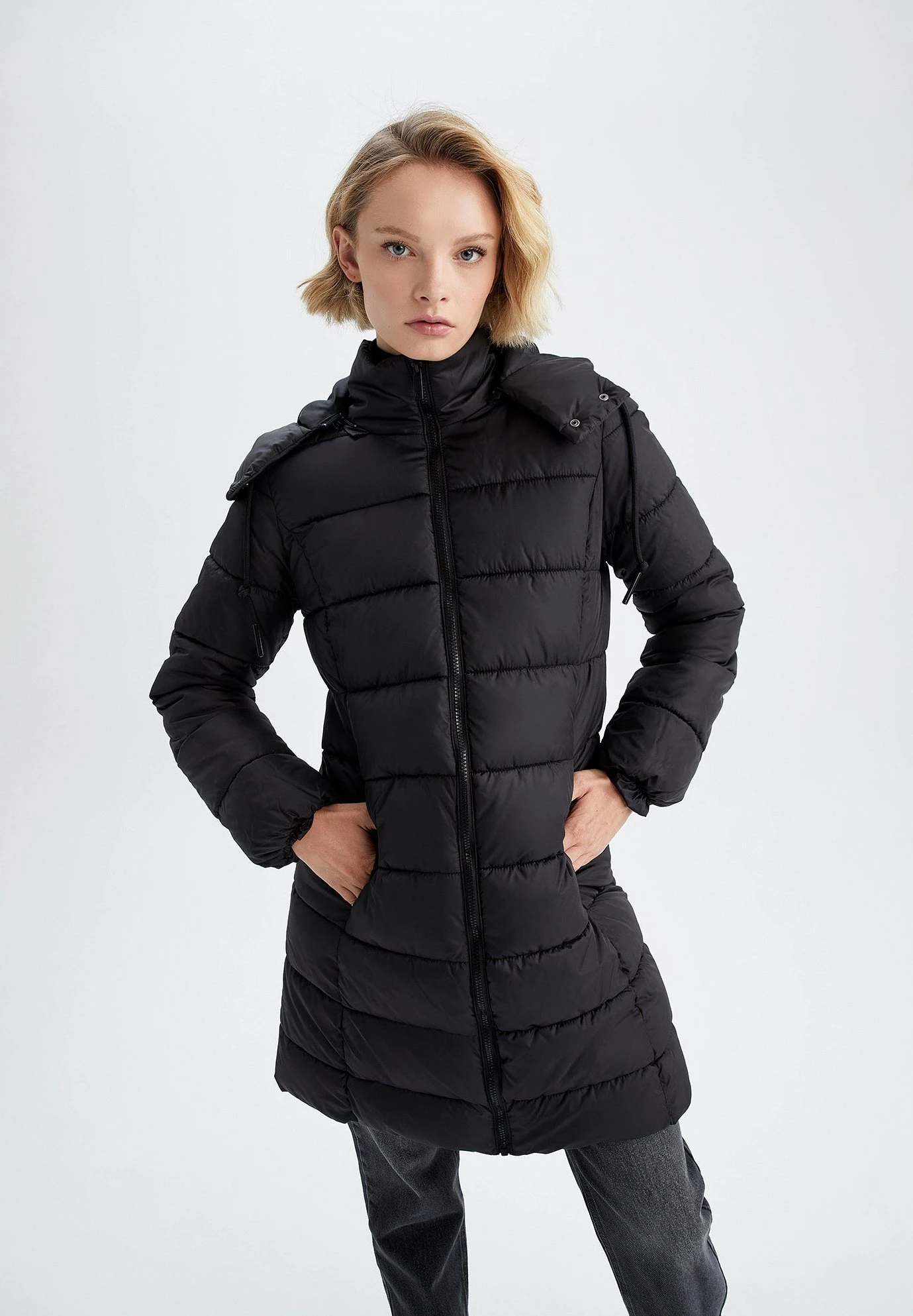 DeFacto Regular Fit - Manteau D'Hiver - Black 6 DeFacto Regular Fit - Manteau D'Hiver - Black – Image 4