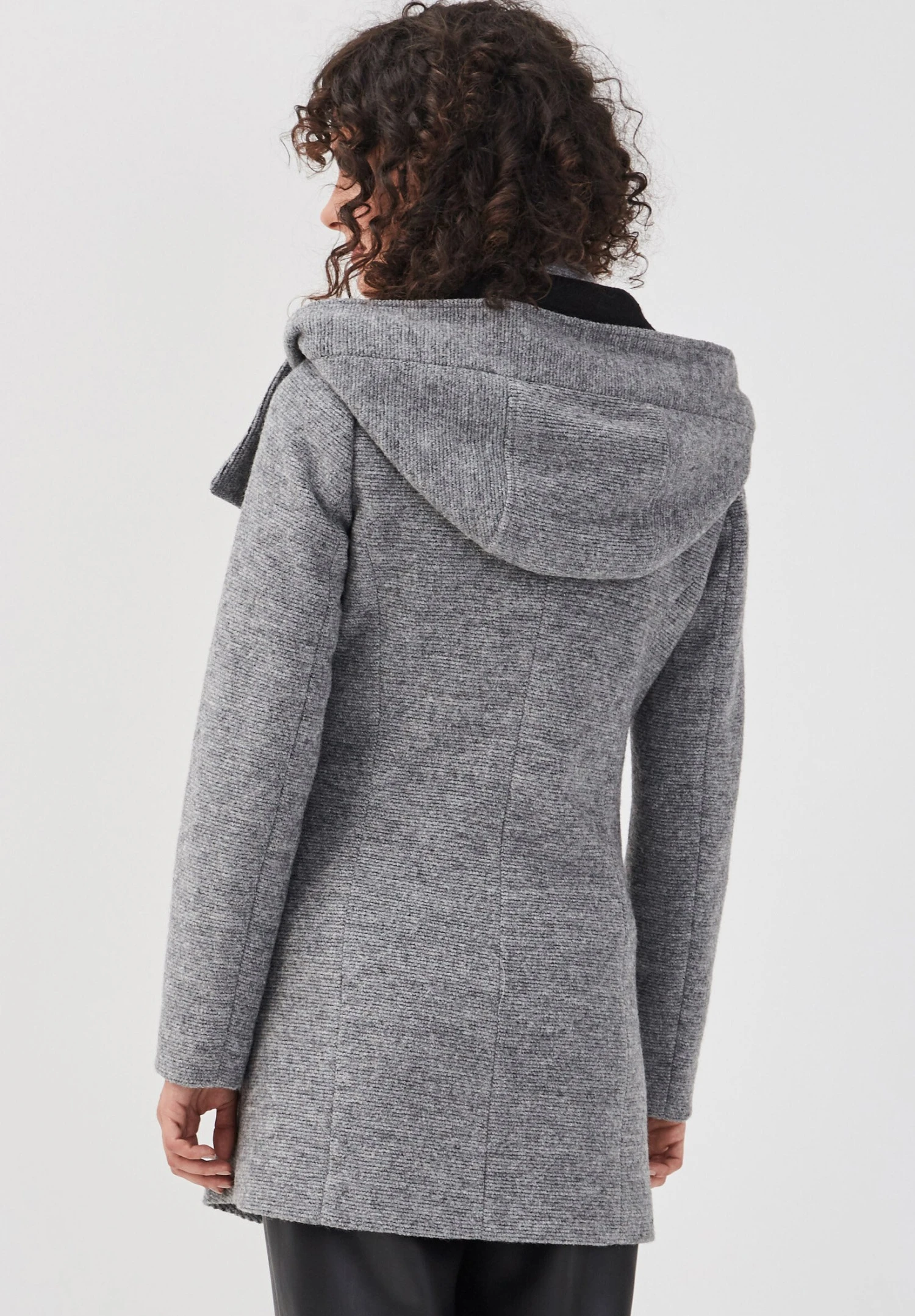 Asymmetrisch Geschwungener - Manteau Court - Gris Foncé 5 Asymmetrisch Geschwungener - Manteau Court - Gris Foncé – Image 3