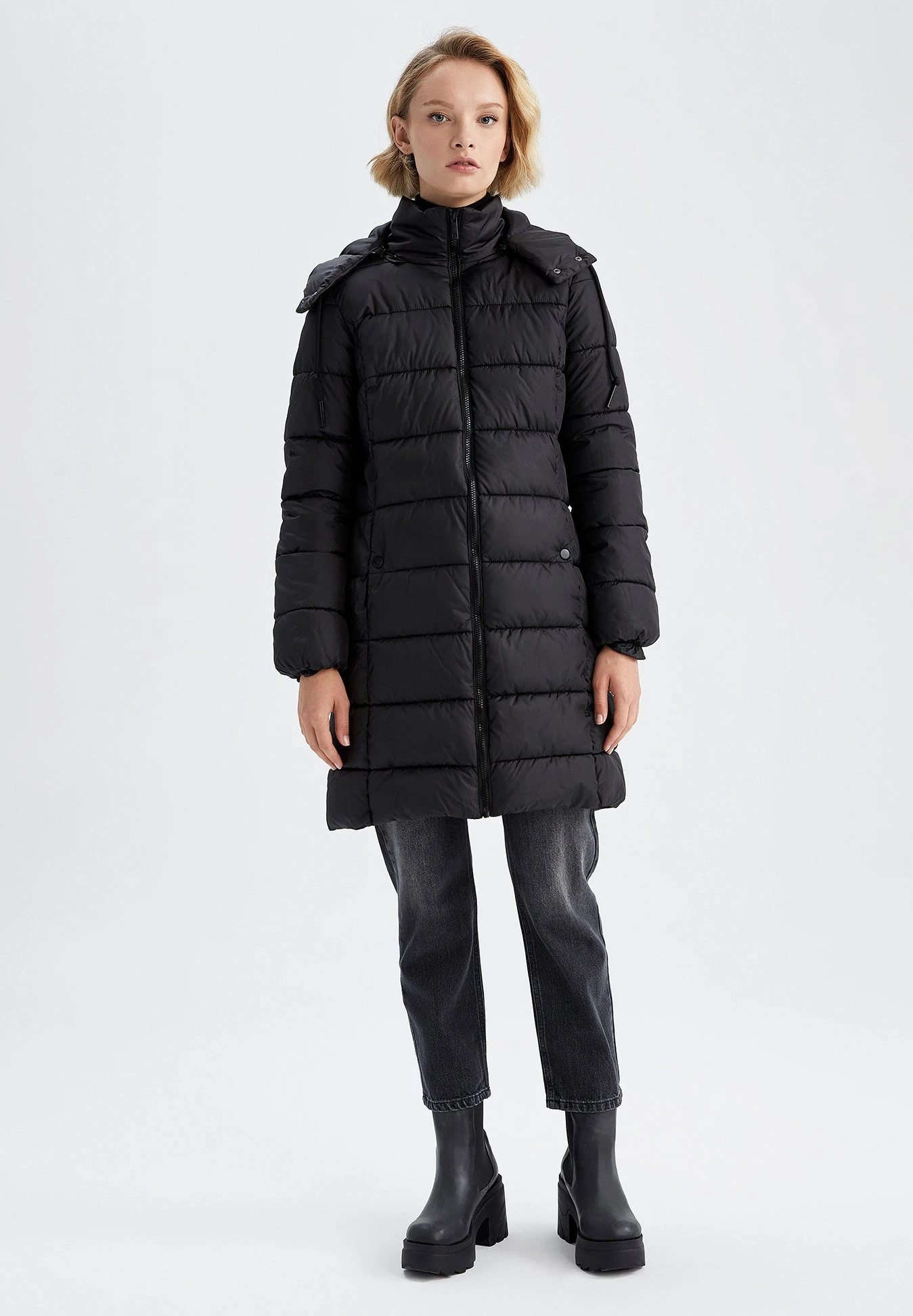 DeFacto Regular Fit - Manteau D'Hiver - Black 4 DeFacto Regular Fit - Manteau D'Hiver - Black – Image 2