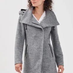 Asymmetrisch Geschwungener - Manteau Court - Gris Foncé
