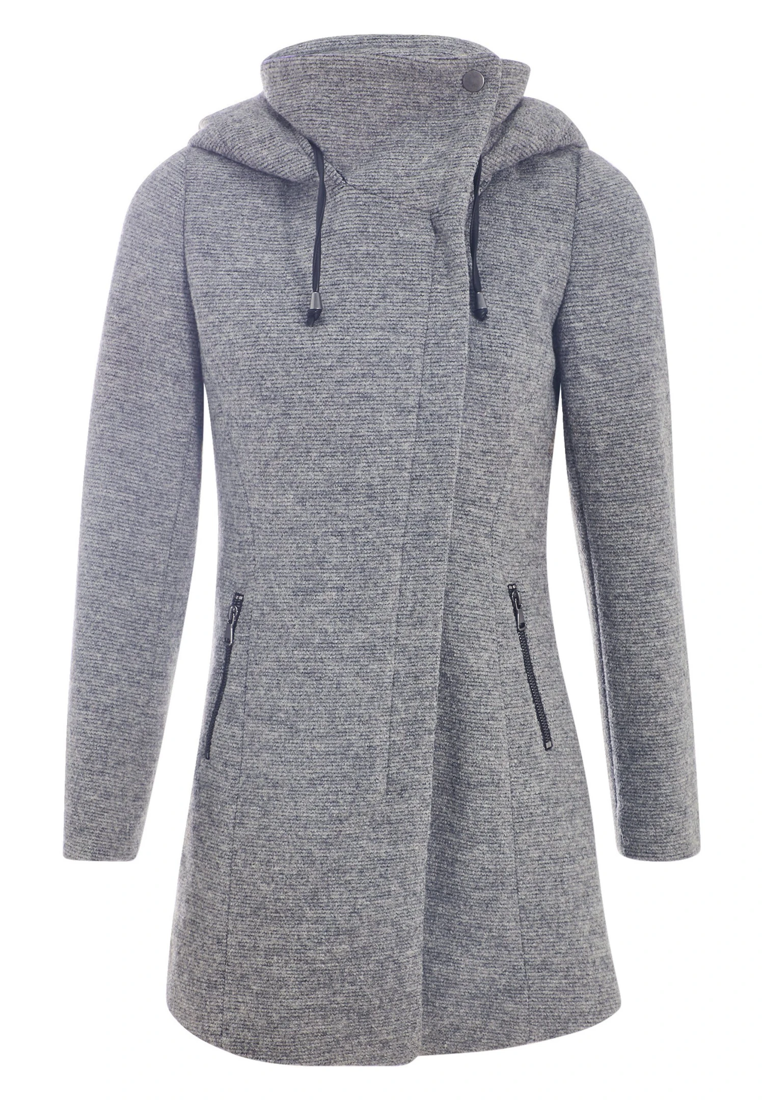 Asymmetrisch Geschwungener - Manteau Court - Gris Foncé 7 Asymmetrisch Geschwungener - Manteau Court - Gris Foncé – Image 5